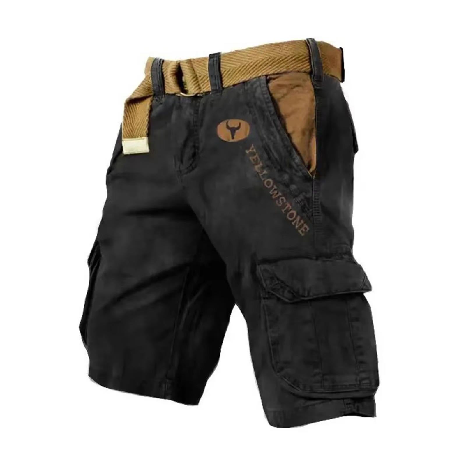 Men's Washed Cargo Shorts Relaxed Utility Outdoor Summer Fit