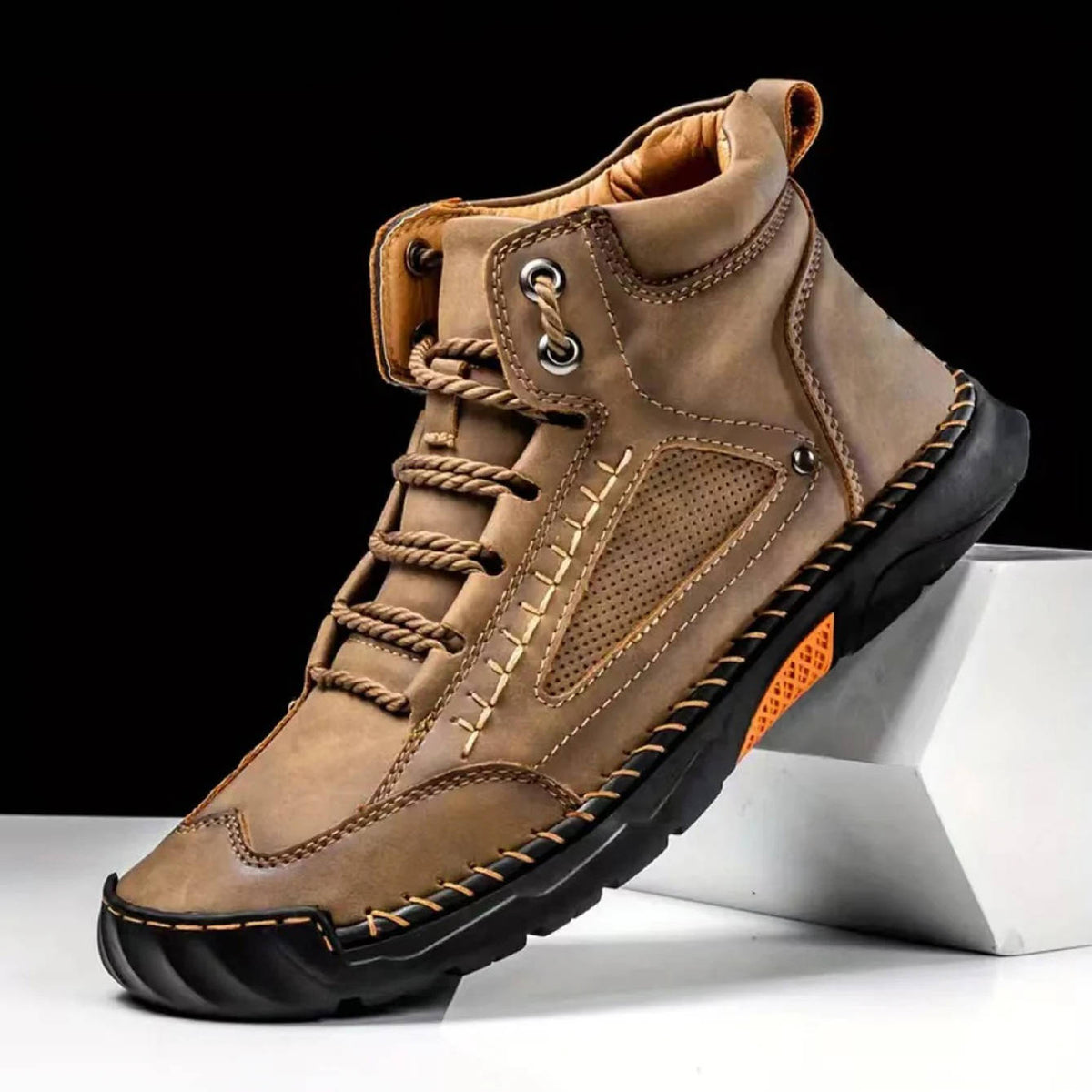 Men's Hand Stitched Ankle High Lace Up Outdoor Boots