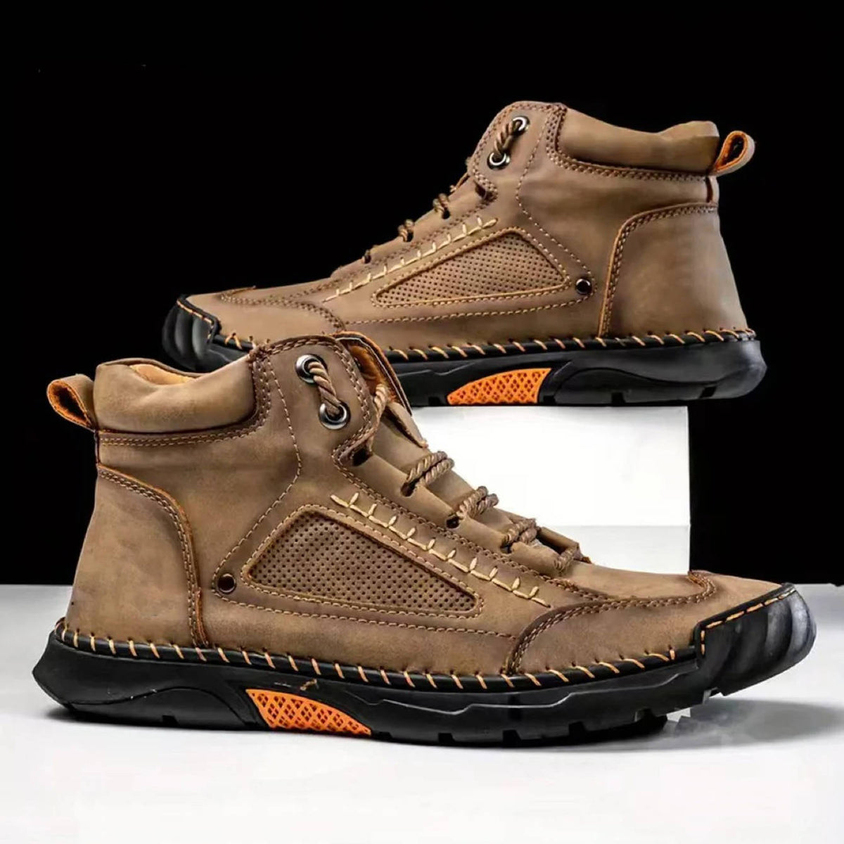 Men's Hand Stitched Ankle High Lace Up Outdoor Boots