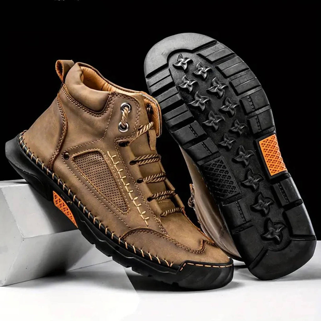 Men's Hand Stitched Ankle High Lace Up Outdoor Boots