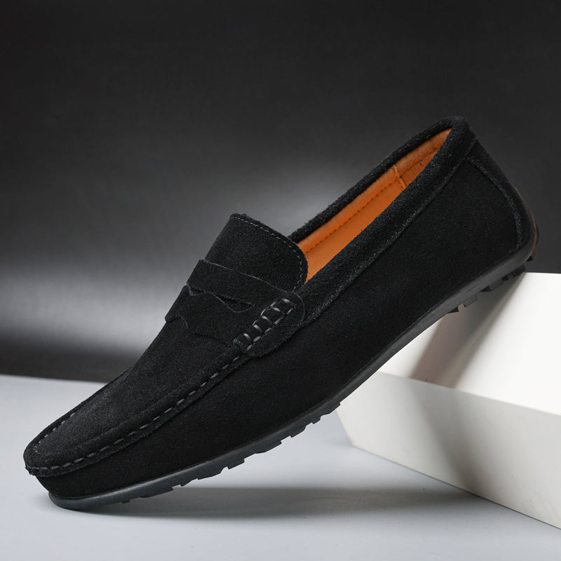 Men's Suede Penny Loafers Refined Slip On Casual Shoes