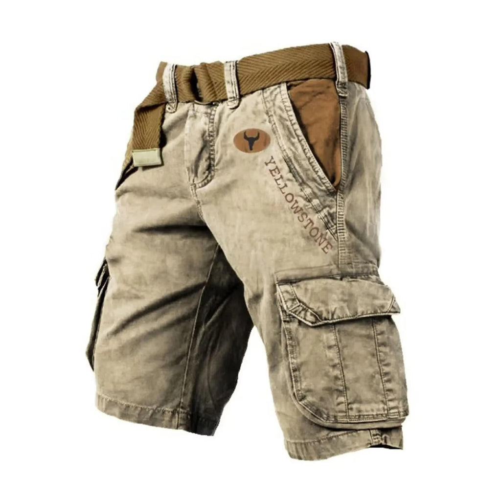 Men's Washed Cargo Shorts Relaxed Utility Outdoor Summer Fit