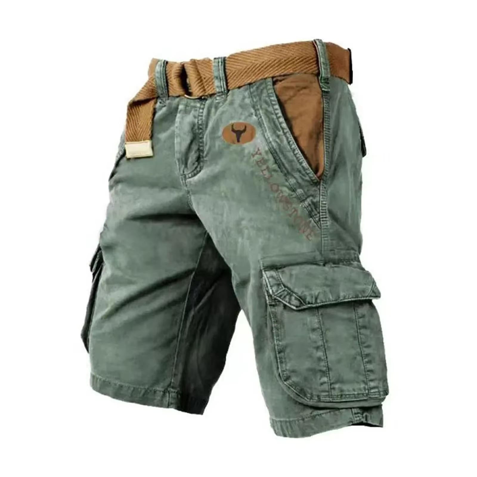 Men's Washed Cargo Shorts Relaxed Utility Outdoor Summer Fit