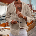 Men's Textured Button Front Long Sleeve Casual Shirt