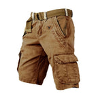 Men's Washed Cargo Shorts Relaxed Utility Outdoor Summer Fit