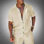 Men's Linen Two Piece Relaxed Fit Shirt and Trouser