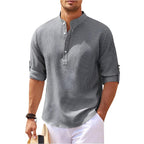 Men's Henley Stand Collar Casual Summer Shirt