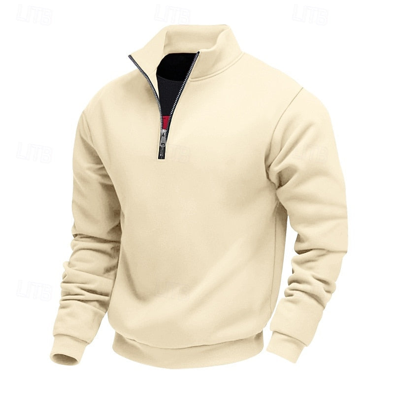 Women's Plain Relaxed Zip Neck Everyday Pullover