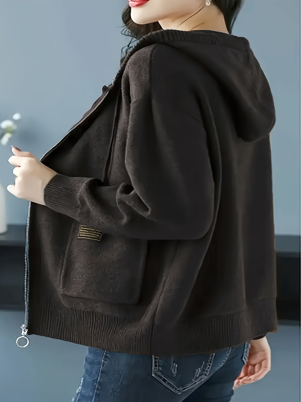 Women's Soft Knit Full-Zip Hoodie Cardigan with Pockets