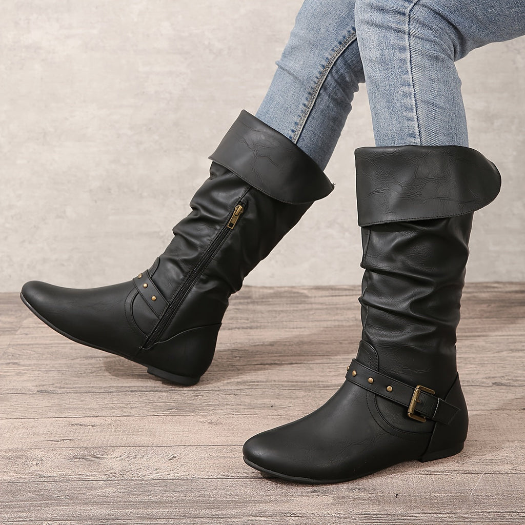 Women's Flat Equestrian Tall Boots with Soft Slouch