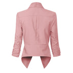 Women's Open-Front Blazer – Ruched-Sleeve Smart Layer