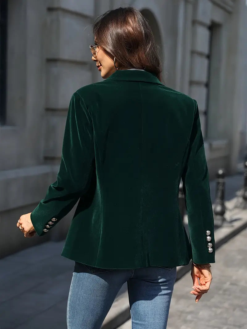 Women's Plush Velvet Evening Blazer with Subtle Sheen