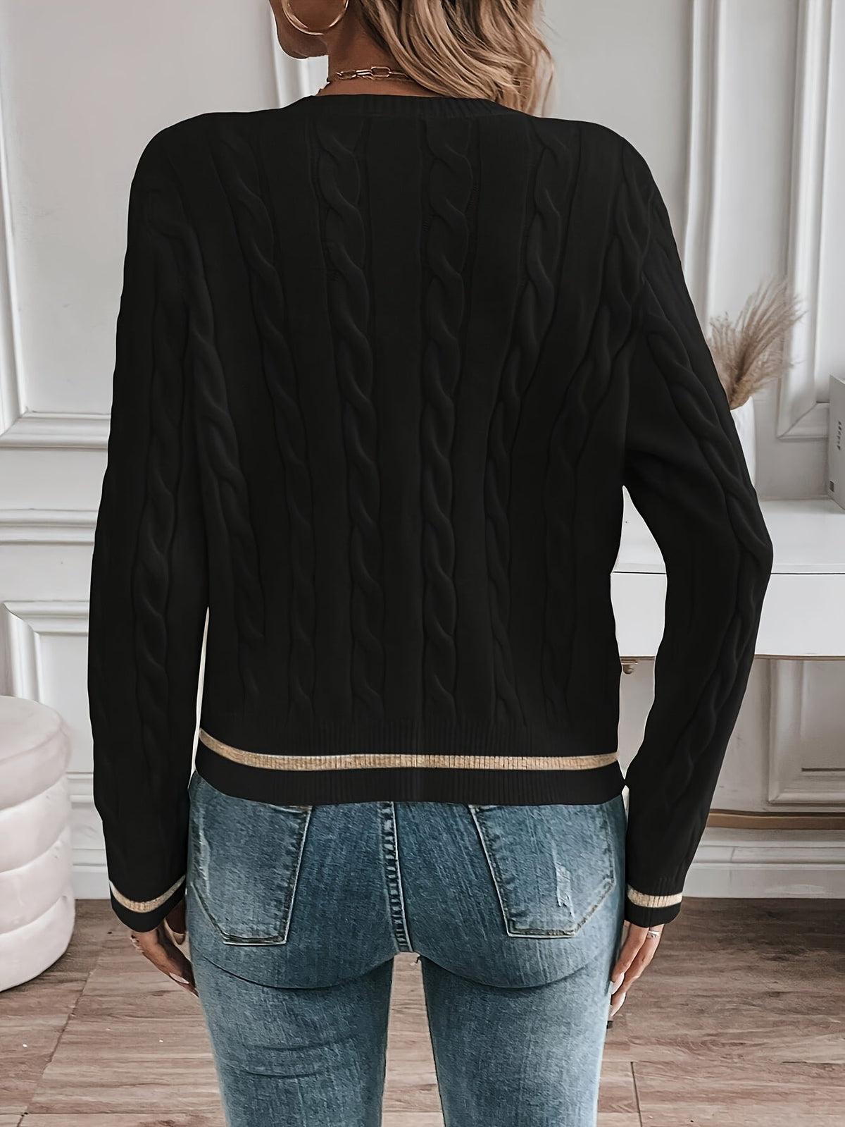 Women's Dressy Knit Cardigan with Gilded Buttons