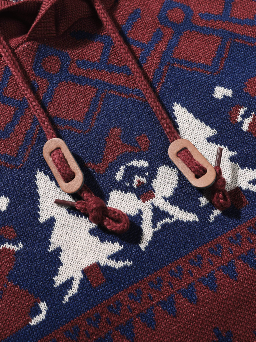 Women's Holiday Knit Hoodie Sweater with Reindeer Pattern