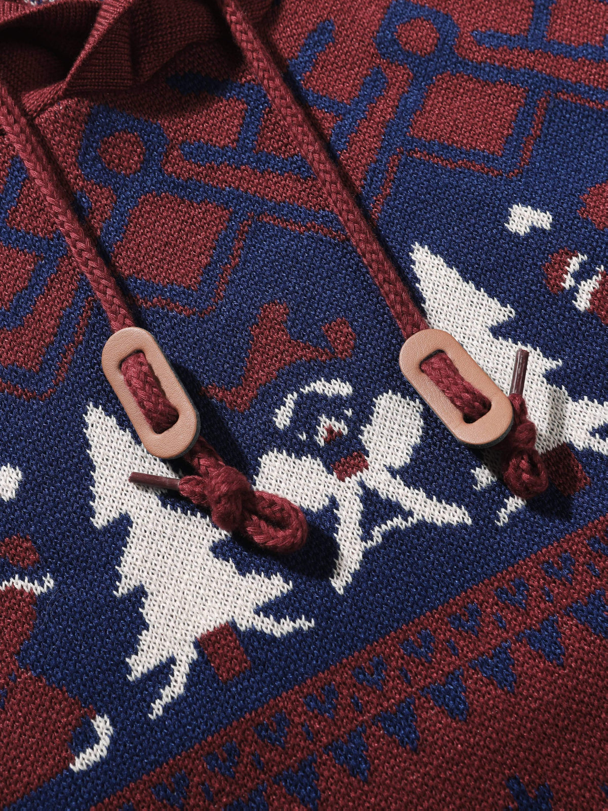 Women's Holiday Knit Hoodie Sweater with Reindeer Pattern