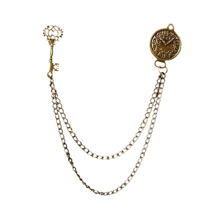 Men's Double Chain Brooch Vintage Inspired Accent for Jackets