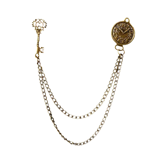 Men's Double Chain Brooch Vintage Inspired Accent for Jackets