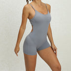 Women's Sleeveless Sport Jumpsuit Side Cutout Short Fit