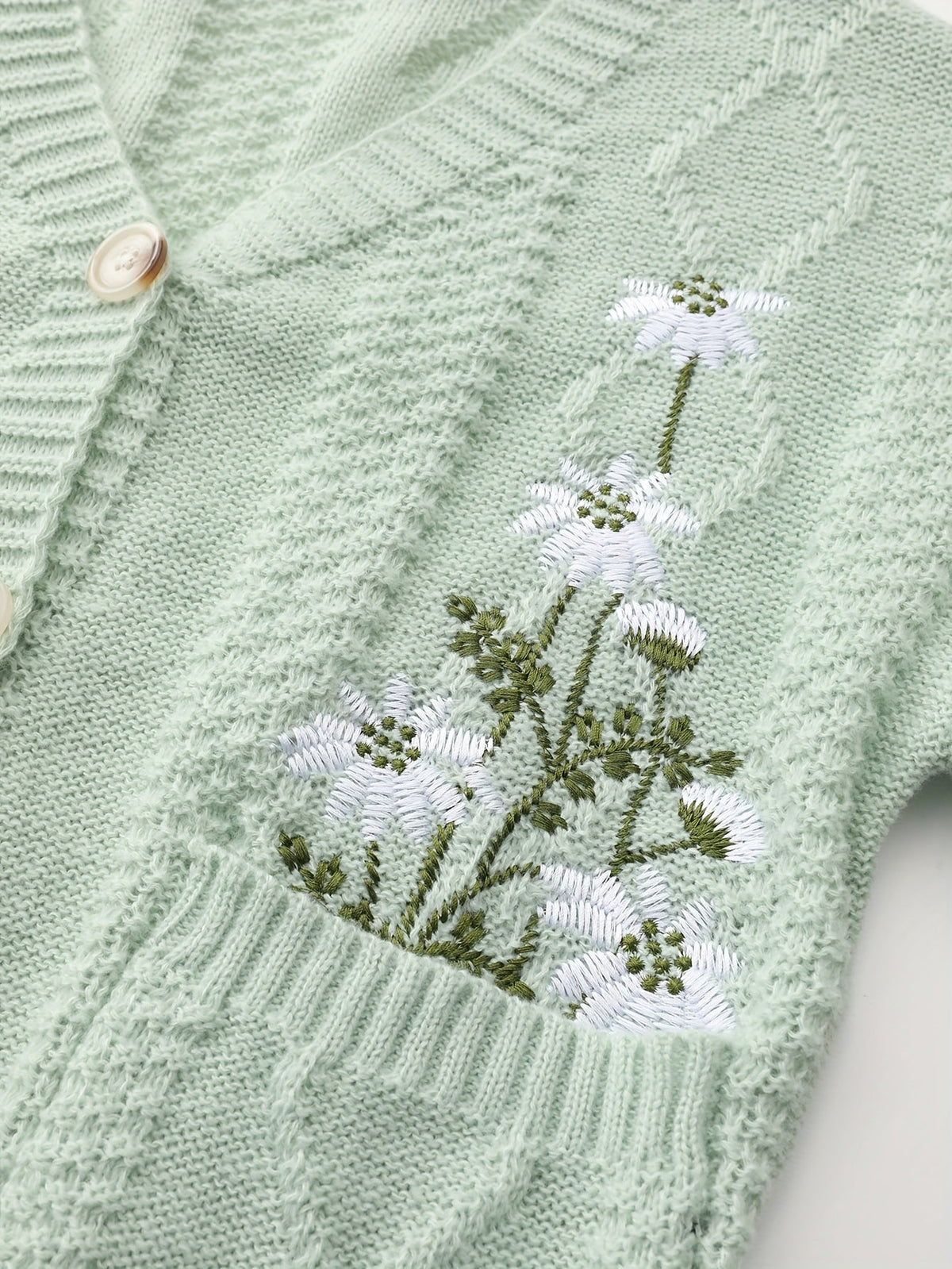 Women's Delicate Floral Stitch Knit Cardigan