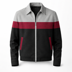 Men's Colourblock Zip Jacket Contrast Panel Casual Outerwear