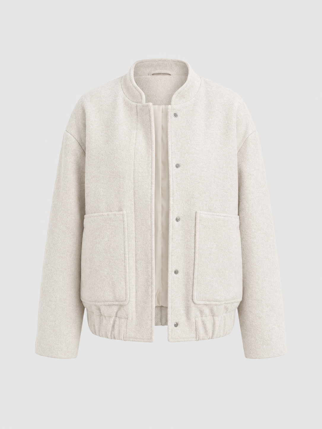 Women's High-Collar Open-Front Wool-Blend Coat - White