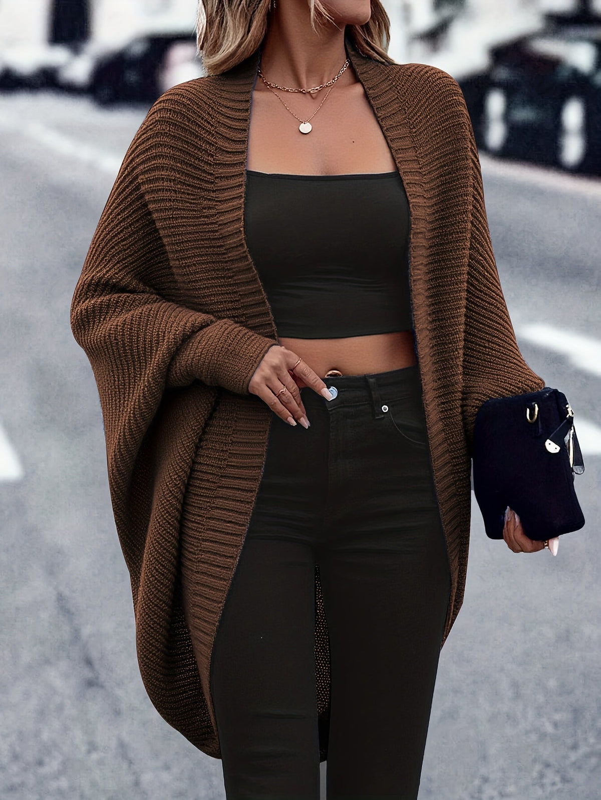 Women's Relaxed Longline Knit Cardigan for Holiday Layering