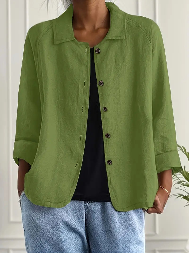 Women's Lightweight Button Front Jacket – Relaxed Summer