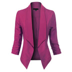 Women's Open-Front Blazer – Ruched-Sleeve Smart Layer
