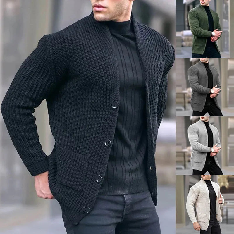 Men's Relaxed Fit Knit Cardigan with Pockets Lightweight Urban