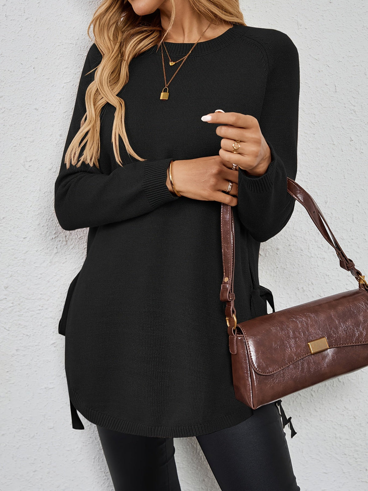 Women's Split-Side Tunic Length Pullover Sweater