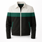 Men's Colourblock Zip Jacket Contrast Panel Casual Outerwear