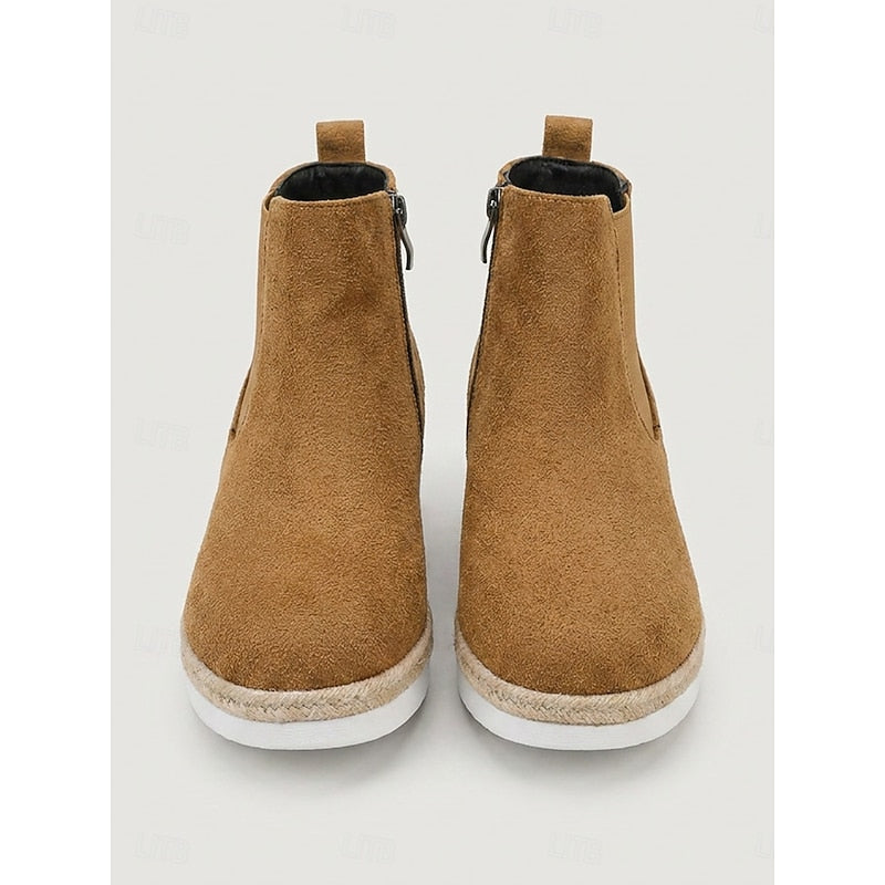 Women's Easy-Zip Low Wedge Booties with Stretch Sides