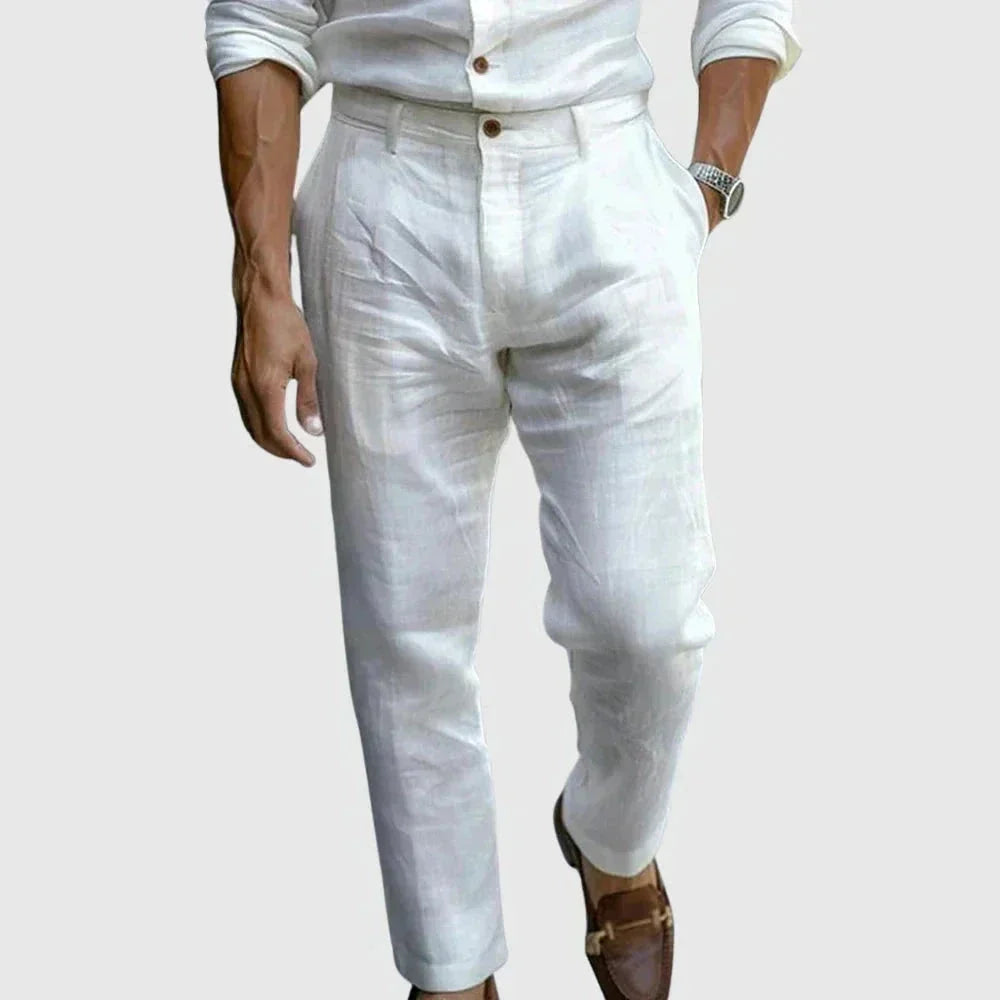 Men's Lightweight Summer Trousers Relaxed Tailored Pants for Holiday