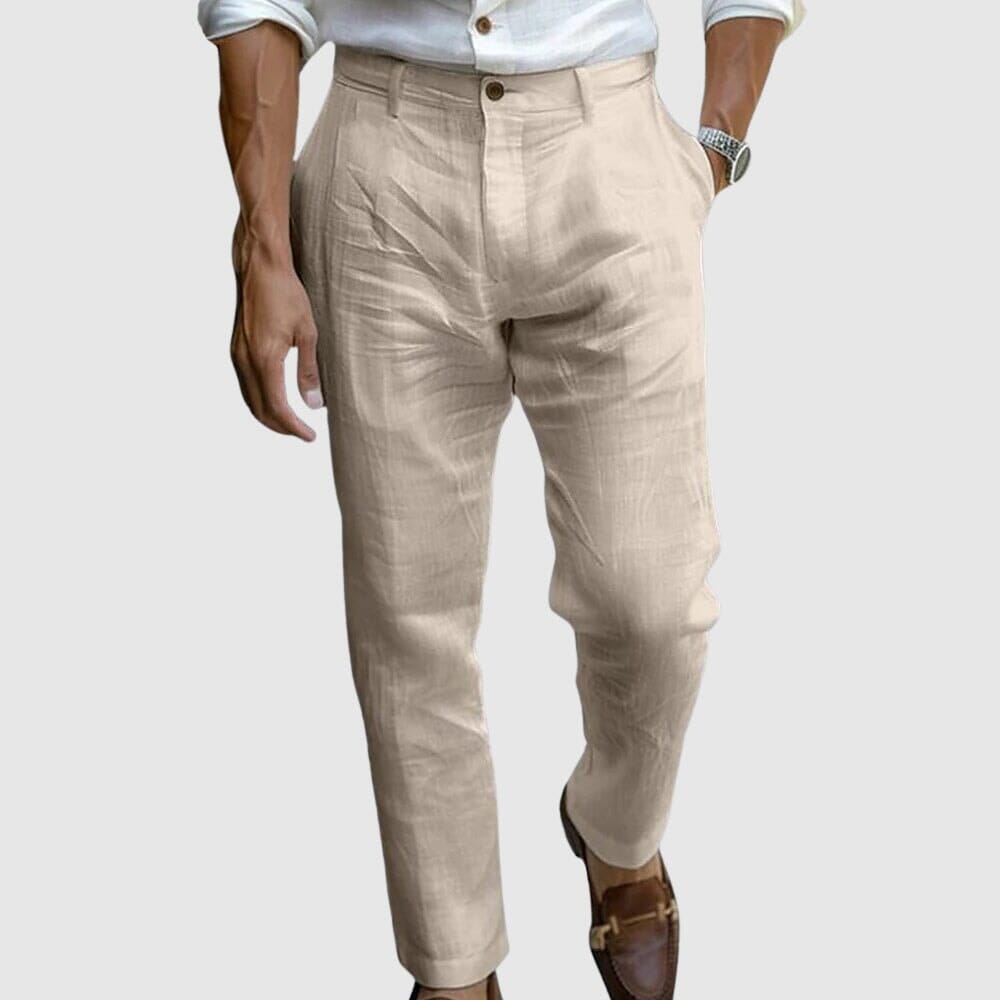 Men's Lightweight Summer Trousers Relaxed Tailored Pants for Holiday