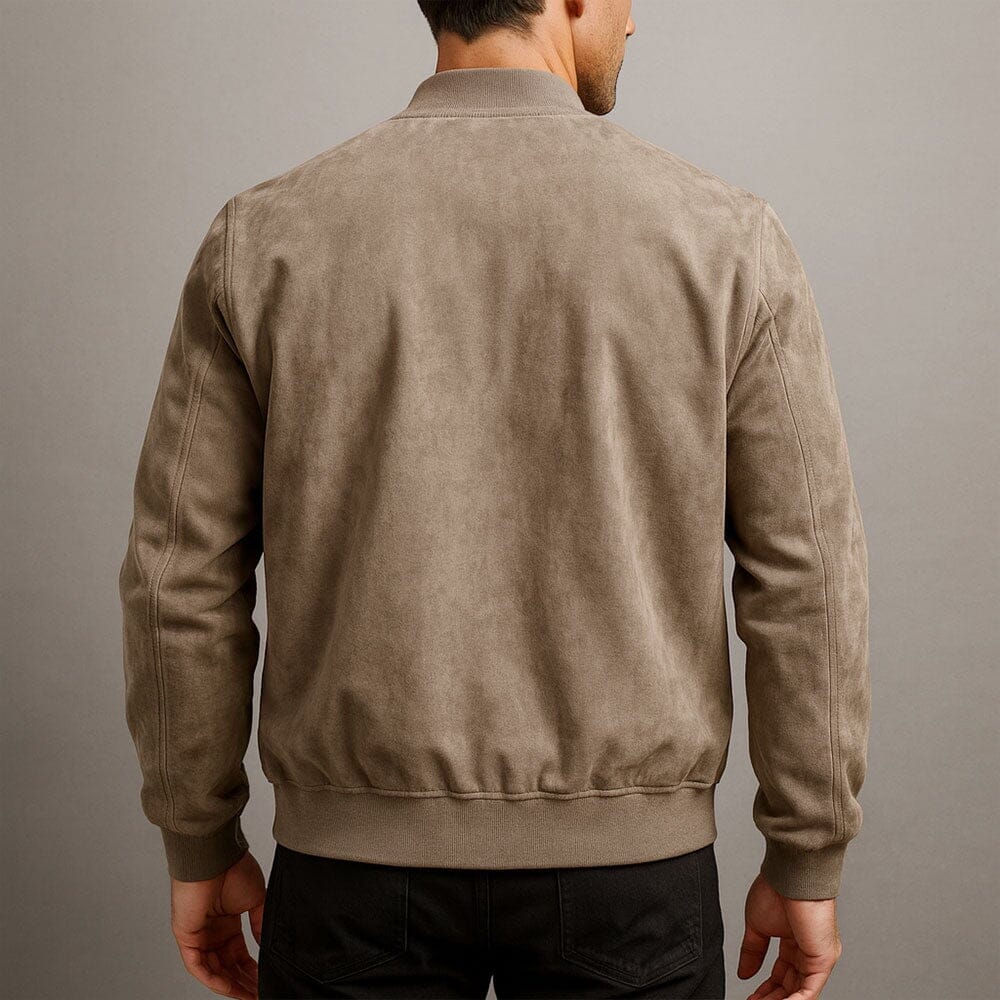 Men's Slim Suede Bomber Jacket Refined Transitional Layer