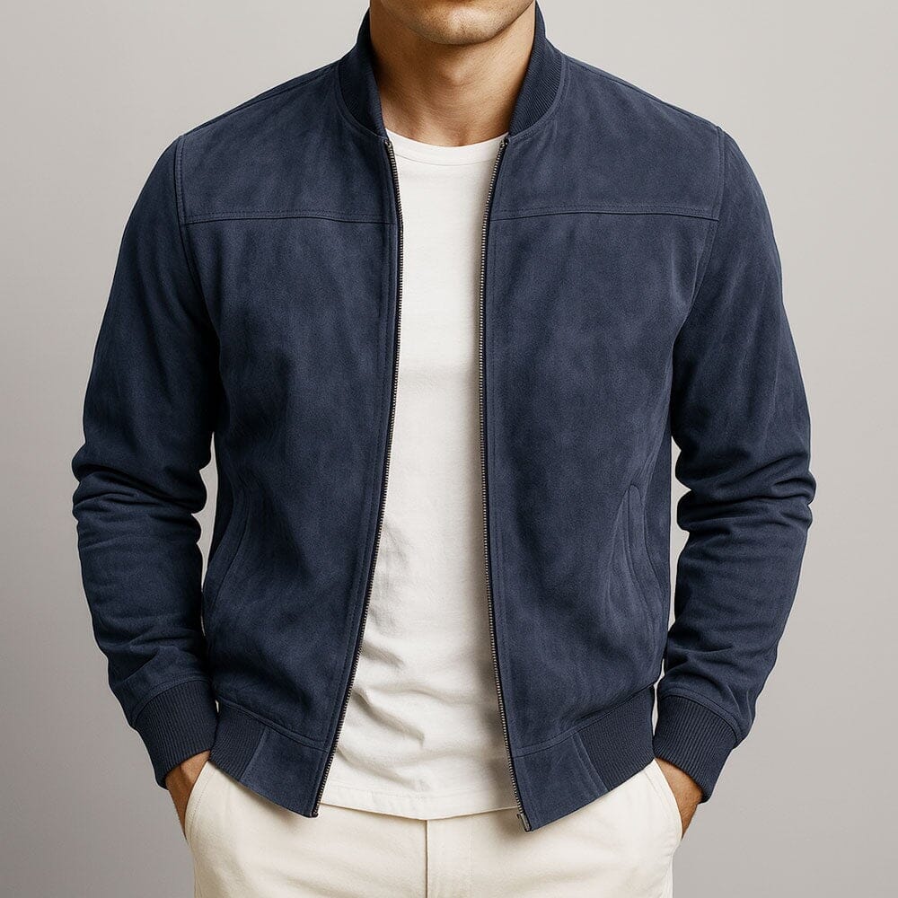 Men's Slim Suede Bomber Jacket Refined Transitional Layer