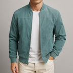 Men's Slim Suede Bomber Jacket Refined Transitional Layer
