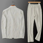 Men's Linen Blazer and Trousers Set Refined Summer Suit
