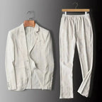 Men's Linen Blazer and Trousers Set Refined Summer Suit