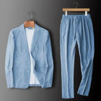 Men's Linen Blazer and Trousers Set Refined Summer Suit