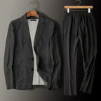 Men's Linen Blazer and Trousers Set Refined Summer Suit