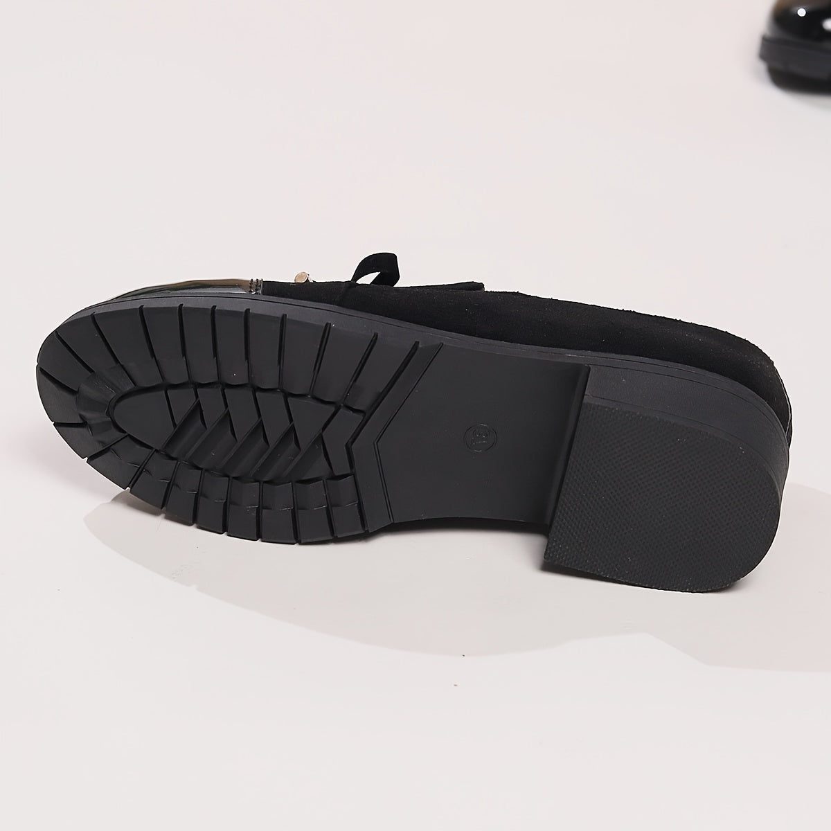 Women's Mixed Suede Patent Bow Loafers