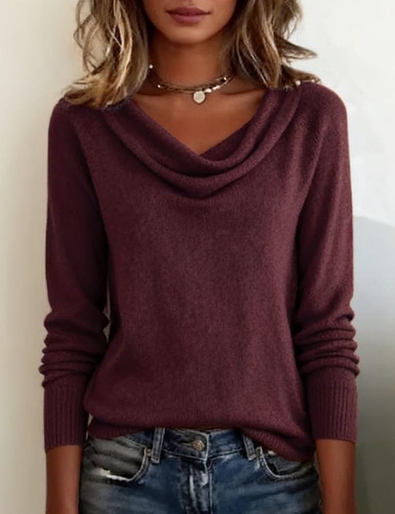 Women's Hip-Length Cowl Neck Sweater
