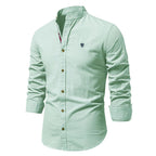 Men's Mandarin Collar Buttoned Slim Fit Casual Shirt