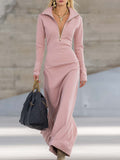 Women's Fall Dress Half-Zip Maxi
