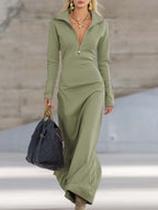 Women's Fall Dress Half-Zip Maxi