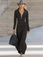 Women's Fall Dress Half-Zip Maxi