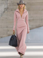 Women's Fall Dress Half-Zip Maxi
