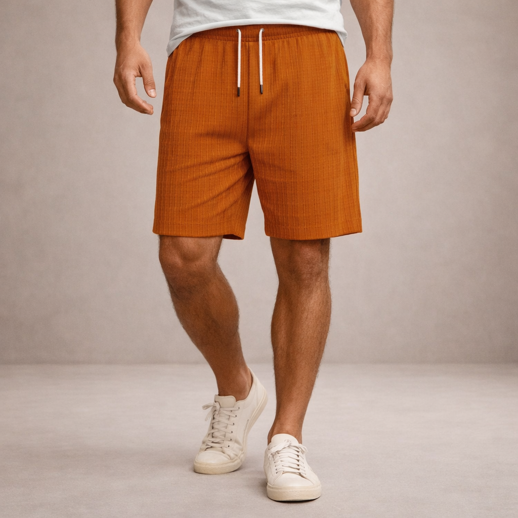 Men's Linen Shorts Drawstring Waist Printed Summer Fit