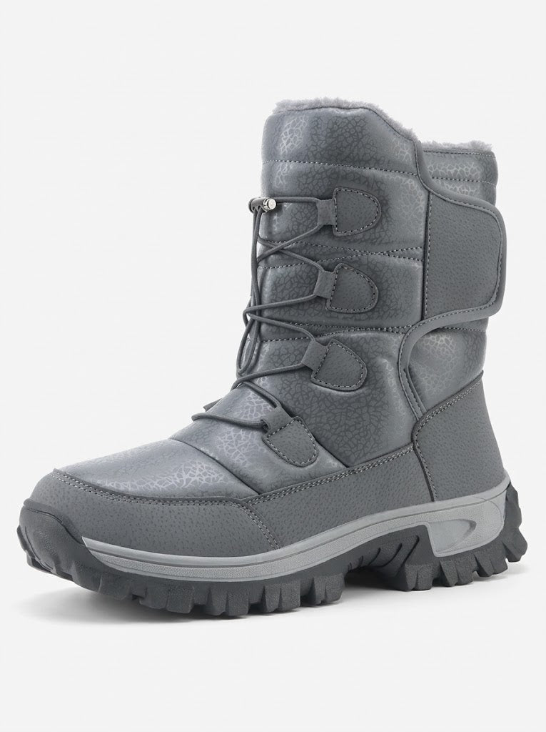 Men's Raised Shaft Winter Snow Boots with Plush Interior